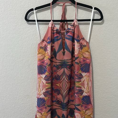 Boston Proper  (NWT) Halter Keyhole Tropical Floral Print Maxi Dress, Size XS