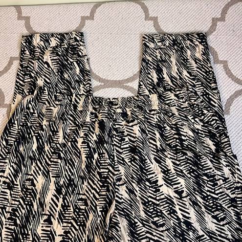 Apt. 9  Tan Black Print PaperBag Elastic Waist flowy high waisted cuffed pants