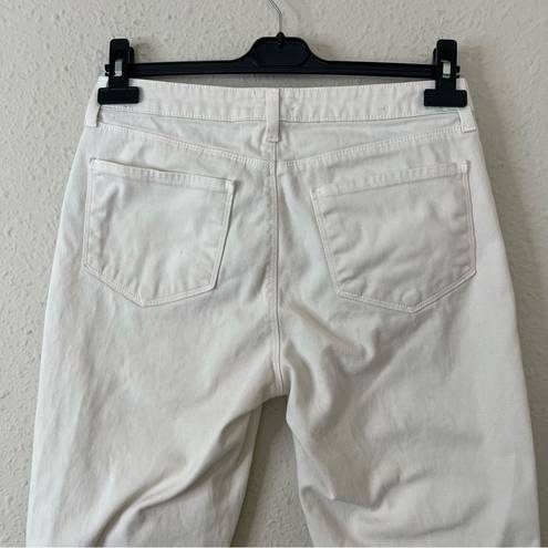 L'Agence  Nadia Cropped Straight Jean in Vintage White Stripe Size 29