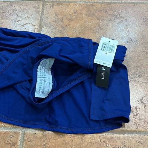 La Blanca NWT  Blue Shirred Samba Slit Skirted Bikini Swim Bottoms Size 8