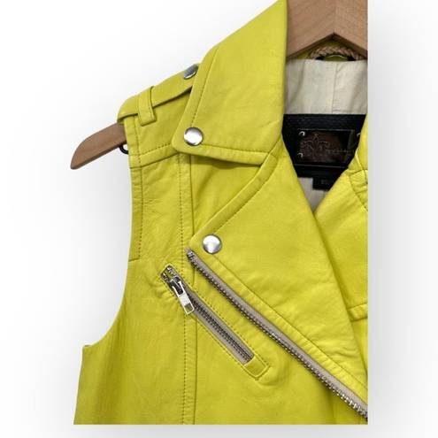 Mackage  Frederica Lamb Leather Moto Vest Asymmetrical Zip Jacket Yellow XS