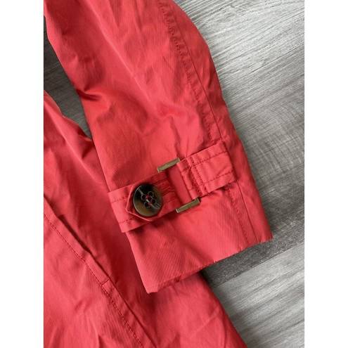 Jones New York  Red Nylon Trench Jacket Size M Button Front Coat Lightweight