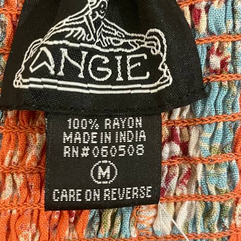 Angie NWT  Boho Knot Front Printed Maxi Dress Blue Orange Size Medium
