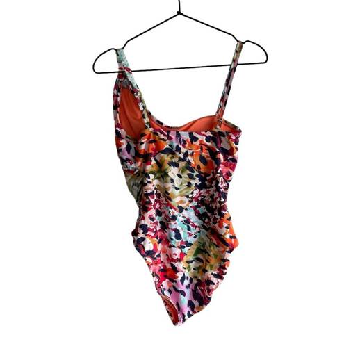 Bleu Rod Beattie New!  One Shoulder Shirred Swimsuit Animal Party Print