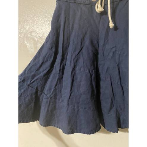 DKNY  Womens Linen Skirt Blue Denim Minimalist A Line 90's Y2K VTG Tiered Size 2