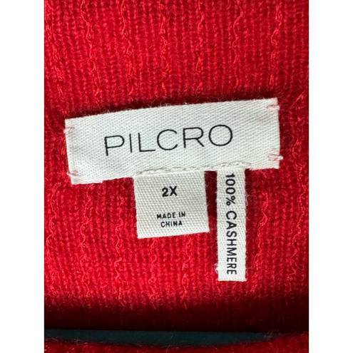Pilcro  Size 2X 100% Cashmere Ruby Red Sequin Long Sleeve Pullover Glam Sweater