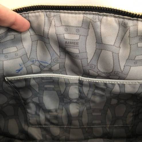 Aimee Kestenberg  glossy leather‎ satchel in light grey 15” x 10” bag purse