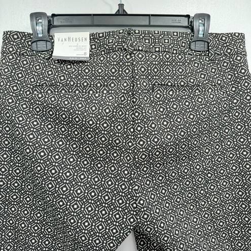 Van Heusen NEW  Slim Fit Ankle Stretch Pants Tan Black Medallion Print Size 8