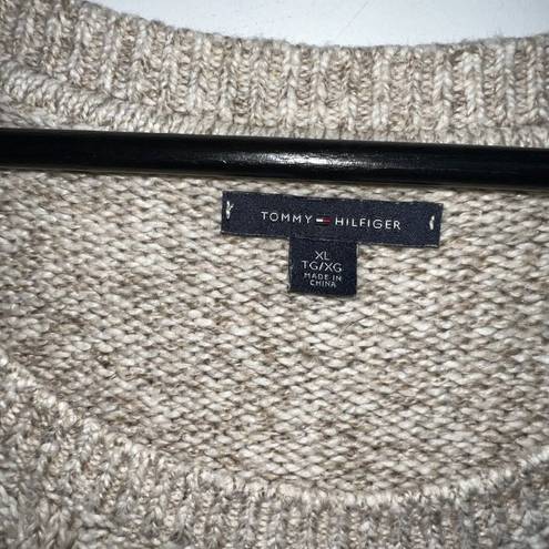 Tommy Hilfiger  Womens Sweater Size XL Oatmeal Heather Cable Knit Crew Neck