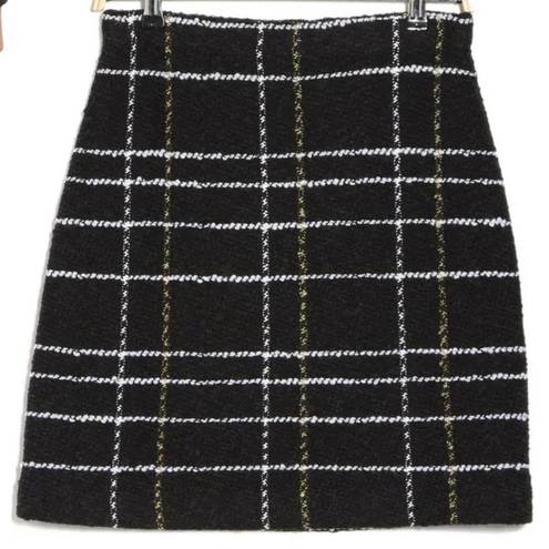 St. John  Textured Intarsia Grid Print Knit Pull-On Mini Skirt Size Medium