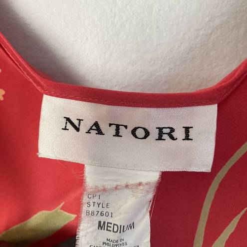 Natori  Tank Medium Cropped Tropical Floral Print Colorful Satin Adjustable Strap