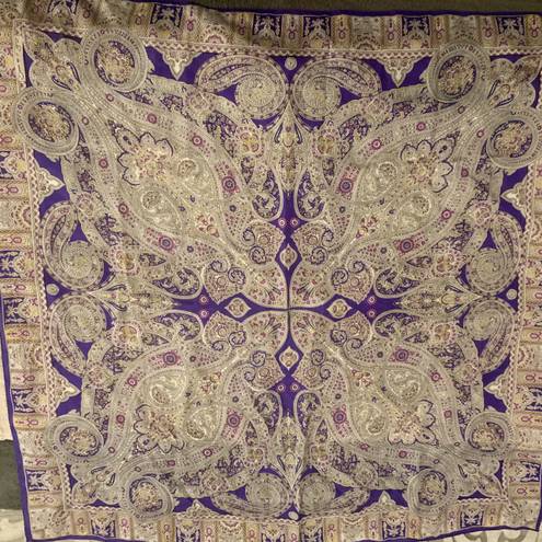 Oscar de la Renta Head Neck Scarf Purple Paisley Design