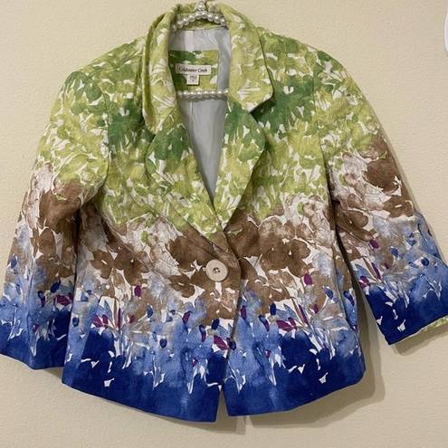 Coldwater Creek  Blazer Size 4 Watercolor Colorful Preppy Business Office Preppy