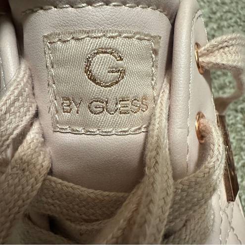 Guess G by  Pink Blush Lace Up Leather Quilted Sneakers Shoes Flats Size 9