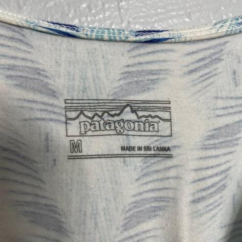 Patagonia Women M Blue White Margot Dress Sleeveless Organic Cotton V Neck