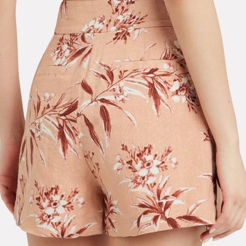 Joie  Linen Pink Floral Casual High Waisted Shorts