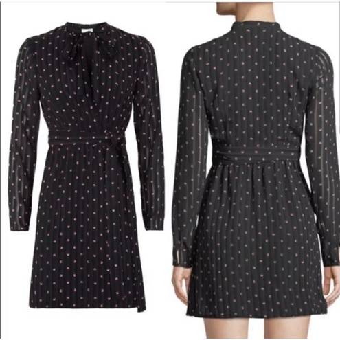 Alexis  Leila Polka Dot Long Sleeve Tie Neck Mini Dress Rio Print Women's Size L