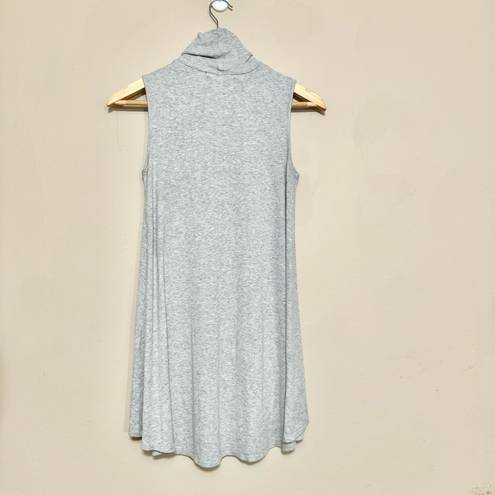 Joan Vass  Ribbed Swing Mock Neck Sleeveless Tank Top Gray Small