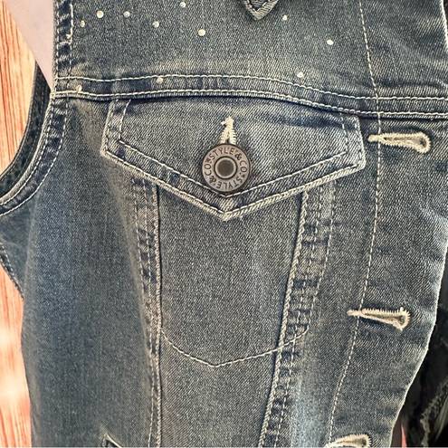 Style & Co Petite Jeweled Studded Denim Vest