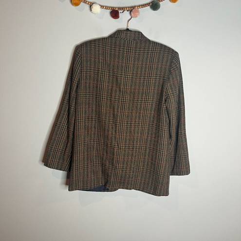 Houndstooth Vintage wool blend  plaid blazer jacket