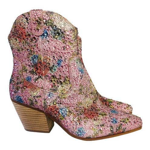 Betsey Johnson  Diva Embellished Western Ankle Boots Size 9 NEW