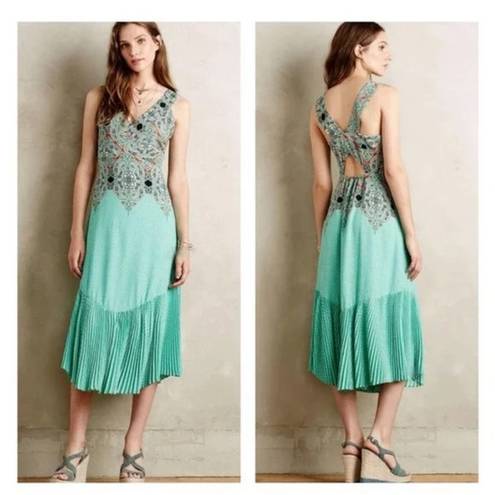 Maeve  Canyon Creek Mint Green Sleeveless Pleated Maxi Dress