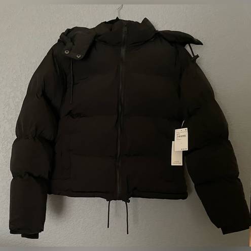 Good American NWT  Black Puffer Jacket Removable Hood Size 2XL