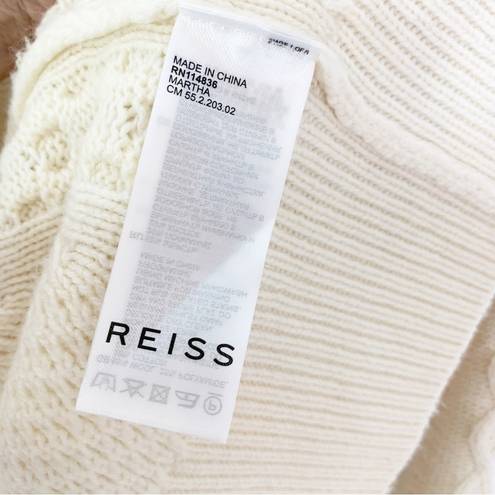 Reiss  Martha Wool Blend Cable Knit Tunic Mock Neck Sweater Cream Size L NWT