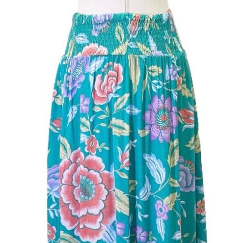 Rachel Zoe NWT  Maxi Skirt Aqua Coral Tropical Floral Button Front Size Small NEW