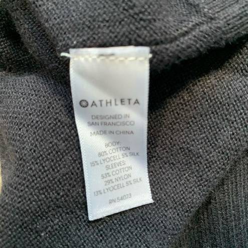 Athleta Athletea Highland Crossback Sweater Open Back Black Pullover Long Sleeve Knit XL