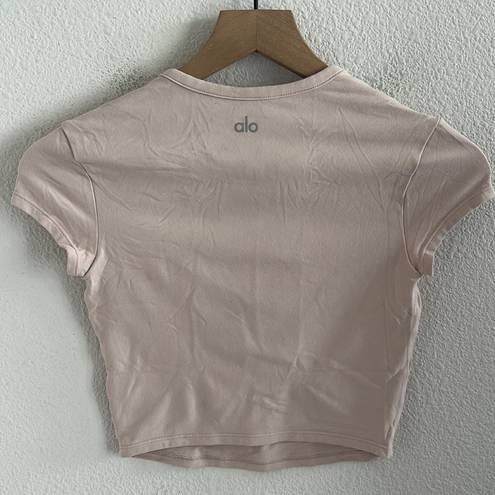 Alo Yoga  Stretch Neutral Tan Cream Cropped Top Athleisure Active Yoga XS