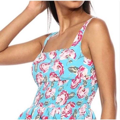 Betsey Johnson Floral Dress Ruffled Blue Pink Size 2 XS EUC