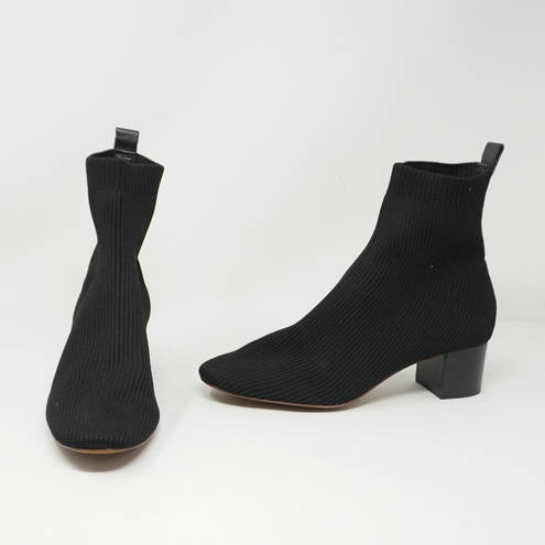 Everlane  Women's The Glove Ribbed Knit Almond Toe Pull On Heel Ankle Booties 