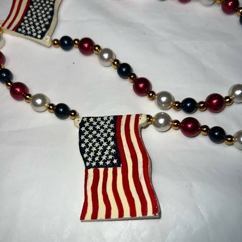 Vintage Mardi Gras American Flag Bead Red