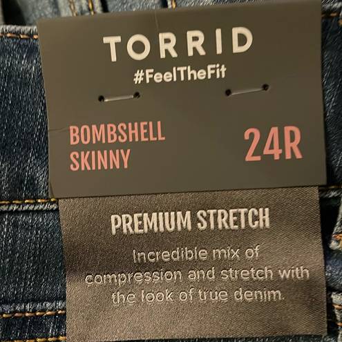 Torrid  Jeans Bombshell Skinny Medium Wash High Rise Stretch Size 24R NEW NWT