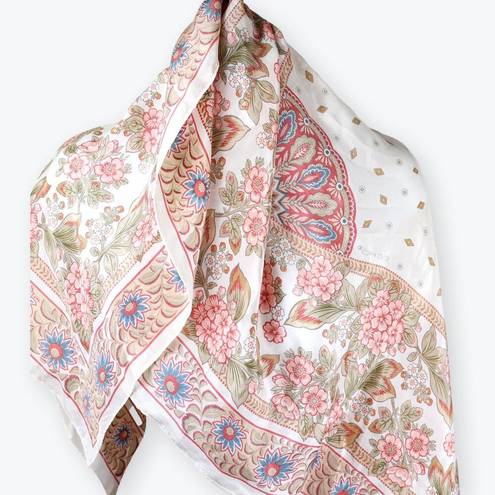 Vintage Silk Champagne Pink Square Women Scarf