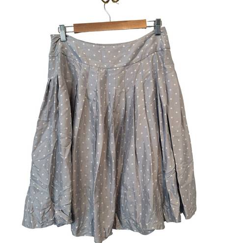 Brooks Brothers  Gray Silk Polka Dot Print Pleated Knee Length Skirt Size 8