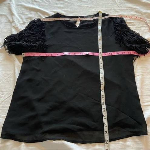 fab'rik  Black Shoulder Fringe Blouse Sz Small