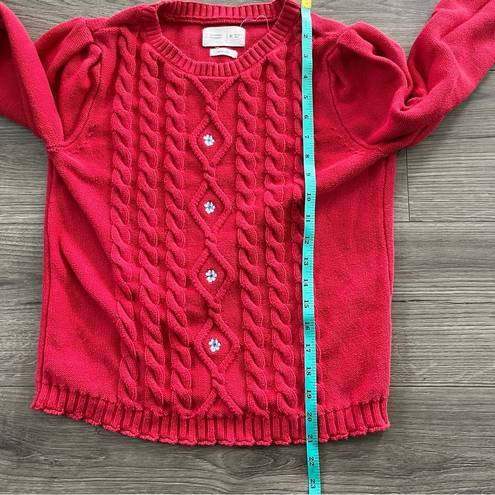 Daisy Springfield Reconsider Red Knit Sweater  Embroidered Crew Neck Size Medium