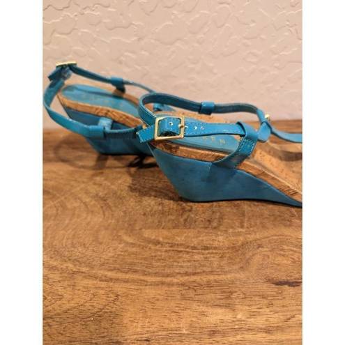 Ralph Lauren Lauren  Rosalia Cork Wedge Women's Sandals. Size 7.5 turquoise