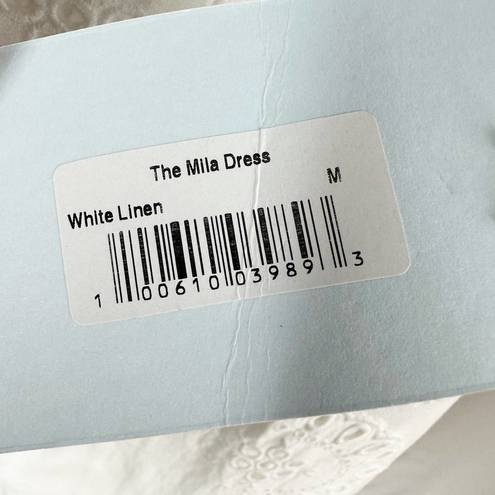 Hill House  Mila One Shoulder Mini Dress White Linen Size Medium