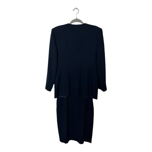 Oleg Cassini  Petite Women’s 10 Navy Long Sleeve Top and Skirt Suit Set