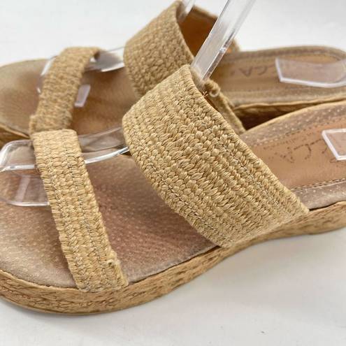 sbicca  Womens Jute Wedge Sandals Jute Platform Slip On 2.5" Heels Beige Size 8