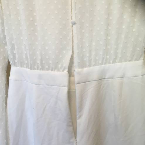 Lulus Lulu’s jumpsuit Clareese White Swiss dot ruffled long sleeve jumpsuit Medium NWT