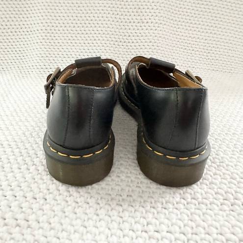 Dr. Martens  Polley Black Smooth Leather Mary Jane Buckle Platform Heels Shoes 7