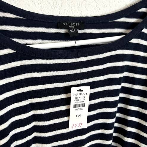 Talbots  Petite Stripe Tshirt Dress Womens Size Petite Meidum Navy White NWT