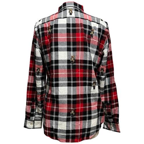 Polo  RALPH LAUREN Embroidered Teddy Bear size Large Women's Classic Plaid Shirt