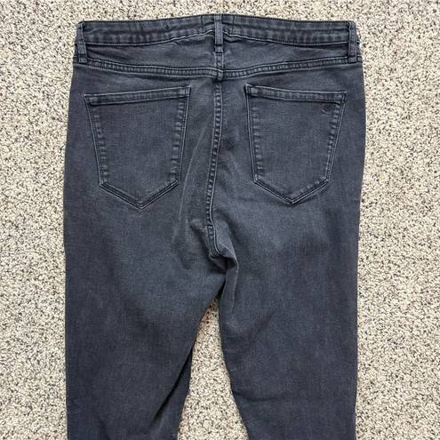 William Rast  High Rise Skinny Jeans Black Distressed Raw Hem Sculpted 31x28