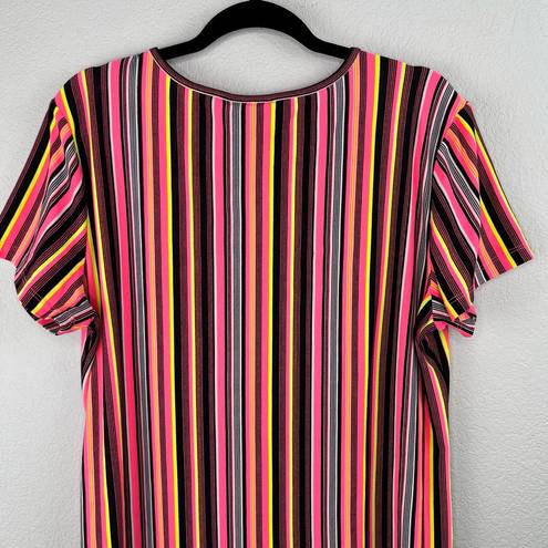 Brooks Bobbie  Multi-Color Knee Length Rainbow Striped T-Shirt Shift Dress XL