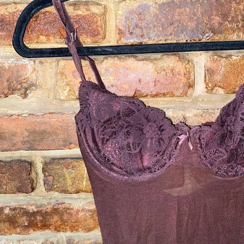 Victoria's Secret  Brown Sheer Mesh Lace Vintage Y2K Lingerie Slip Women's 36B